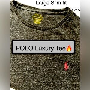 POLO Luxury 100% Cotton Tee✔️Heather Black, Like New🔥Large slim fit